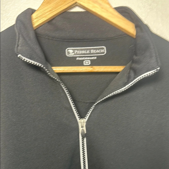 Pebble Beach Jacket Mens Medium Black Performance Golf Full Zip Mock Neck - Picture 2 of 4